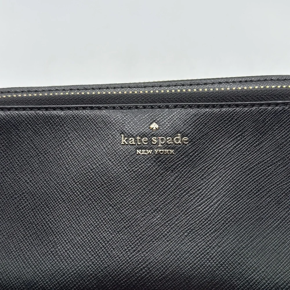 Kate Spade Staci Carryall Double Zip Around Black Wristlet Wallet ID Card Holder